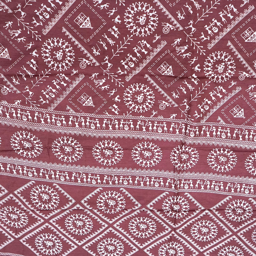 Kusum Silk in Maroon Base with Kalamkari prints