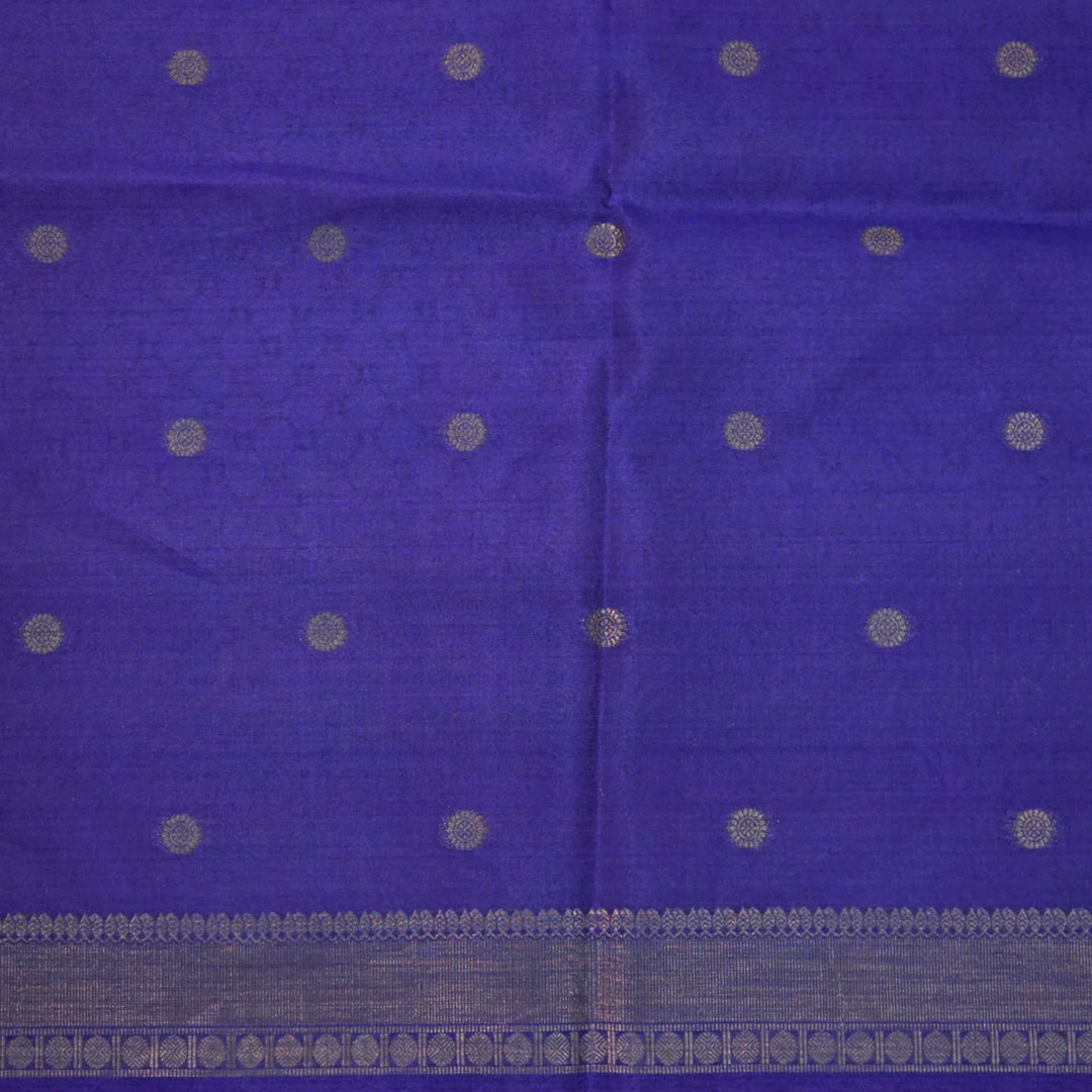 Teal Blue Gokul Tussar with pink and purple border