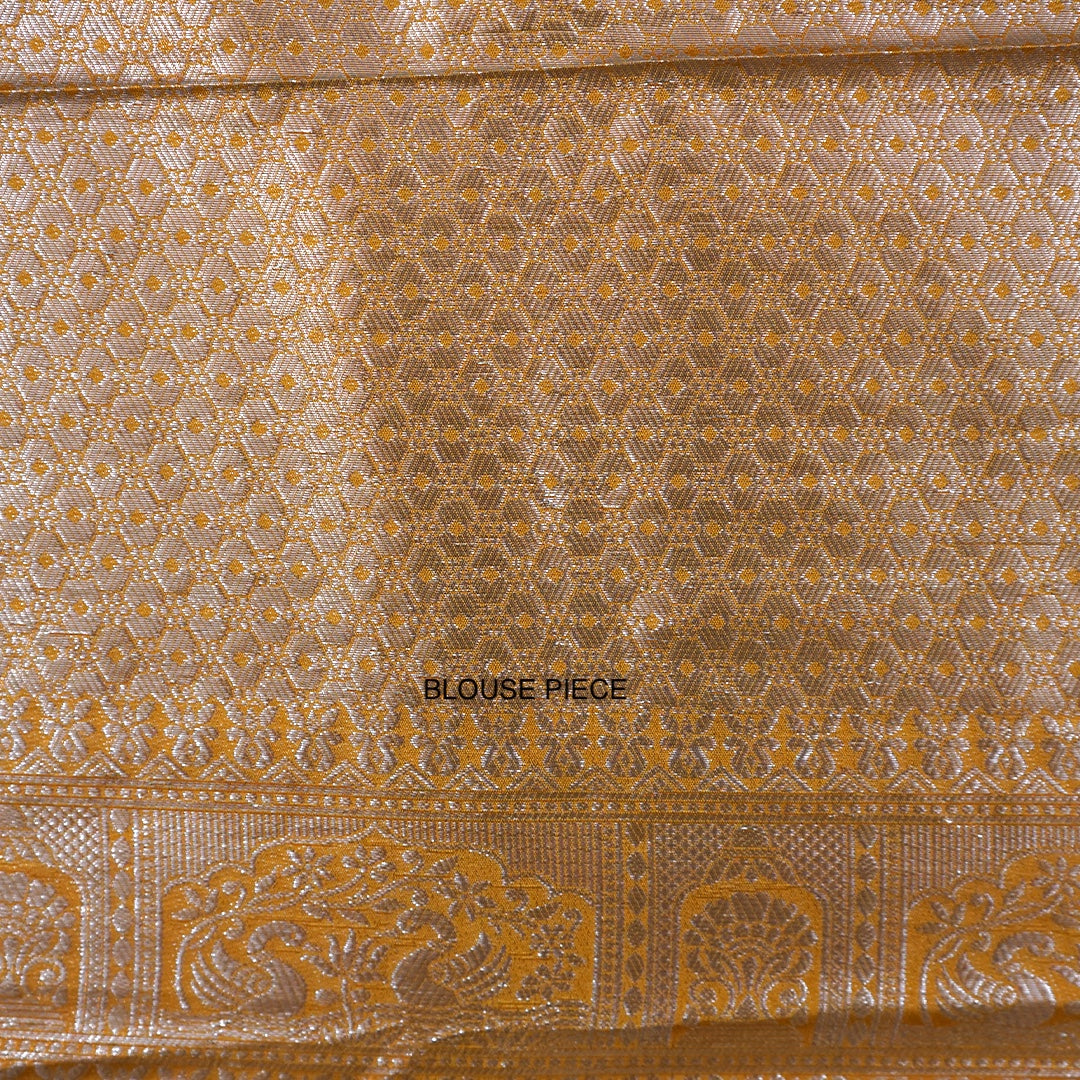Thara Silk in Rich Mustard Yellow Base with Floral works