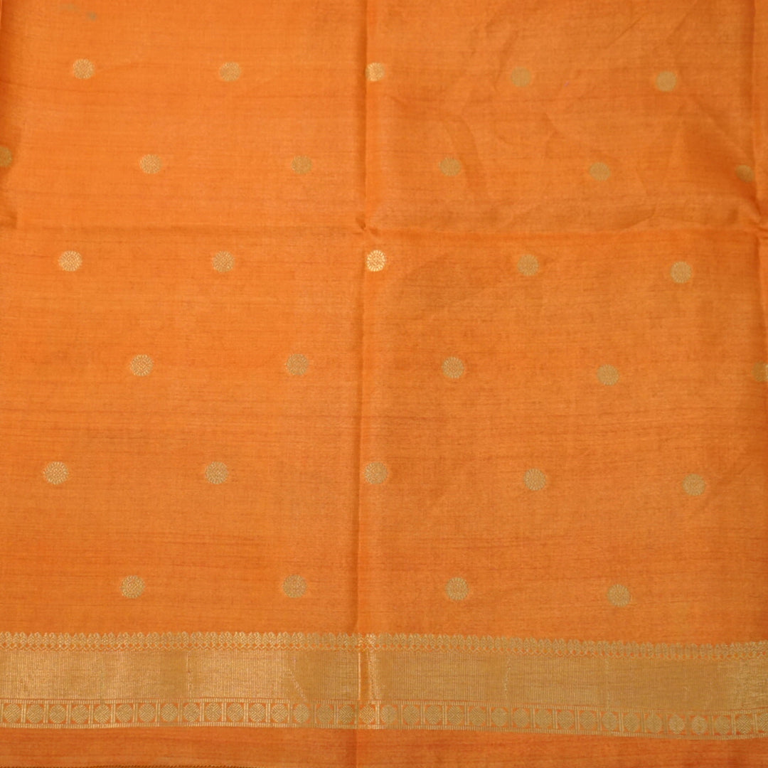 Subtle Grey Gokul Tussar with Red and Orange border.
