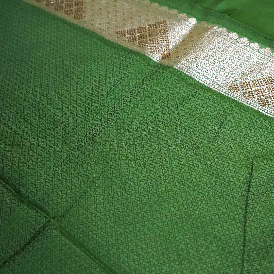 Pastel Green Madhur Sangam Silk saree with Gold - Silver Zari