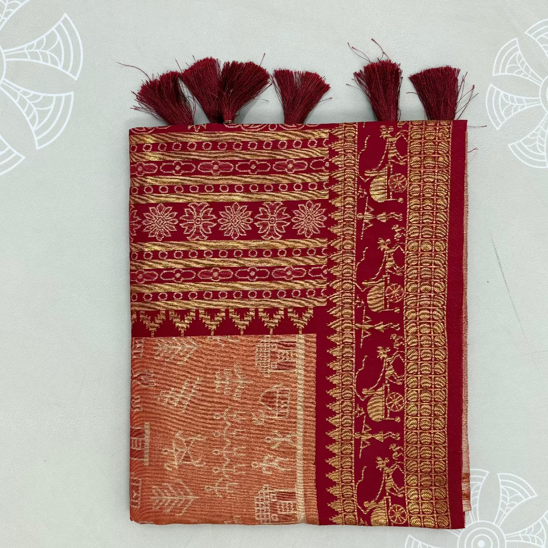 Maroon Stravi Silk with Golden Zari