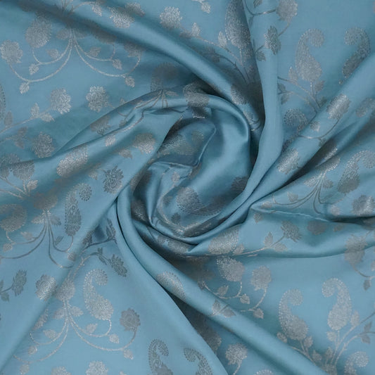 Sky Blue Mahalakshmi Viscose saree with Zari works