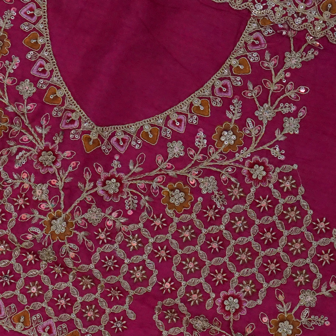 Royal magenta - Gold Raj Virasat silk saree with floral motifs and zari works