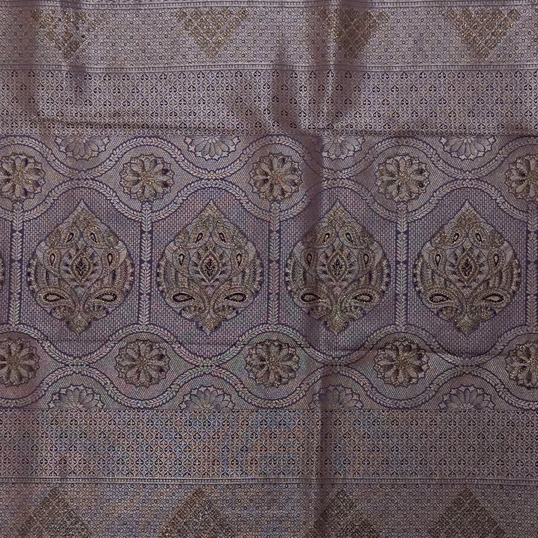 Deep Purple Madhur Sangam Silk Saree with Gold Zari