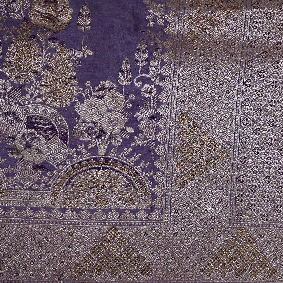 Deep Purple Madhur Sangam Silk Saree with Gold Zari