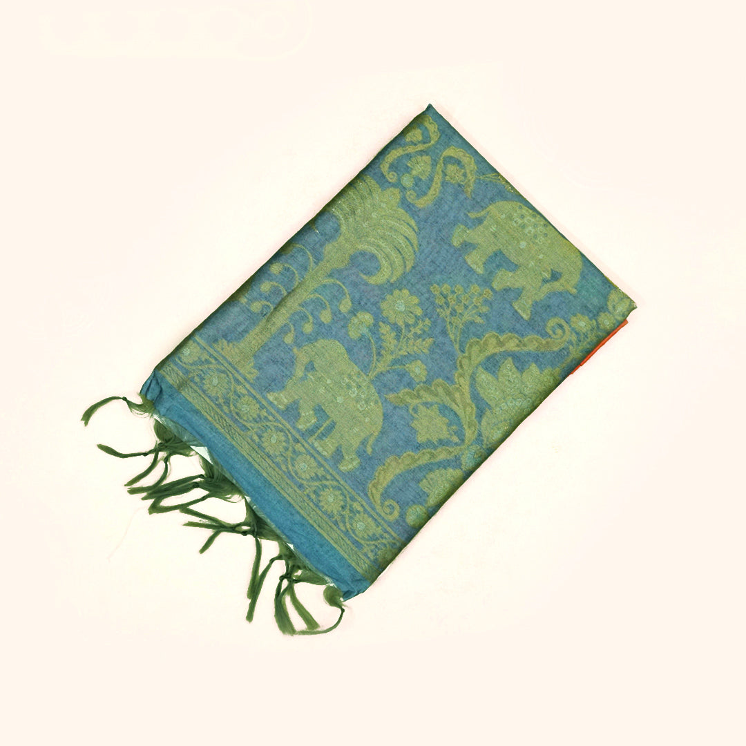 Coral Pink Ambari Silk Tussar with Zari works