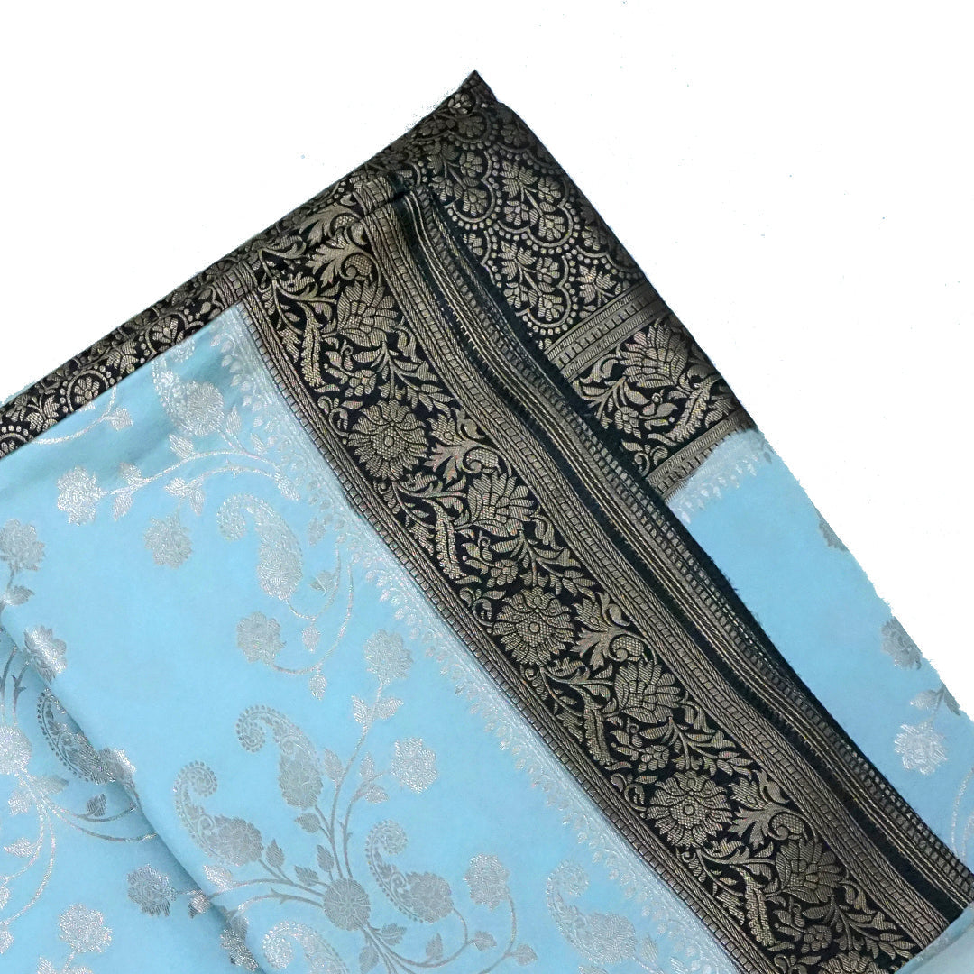 Sky Blue Mahalakshmi Viscose saree with Zari works
