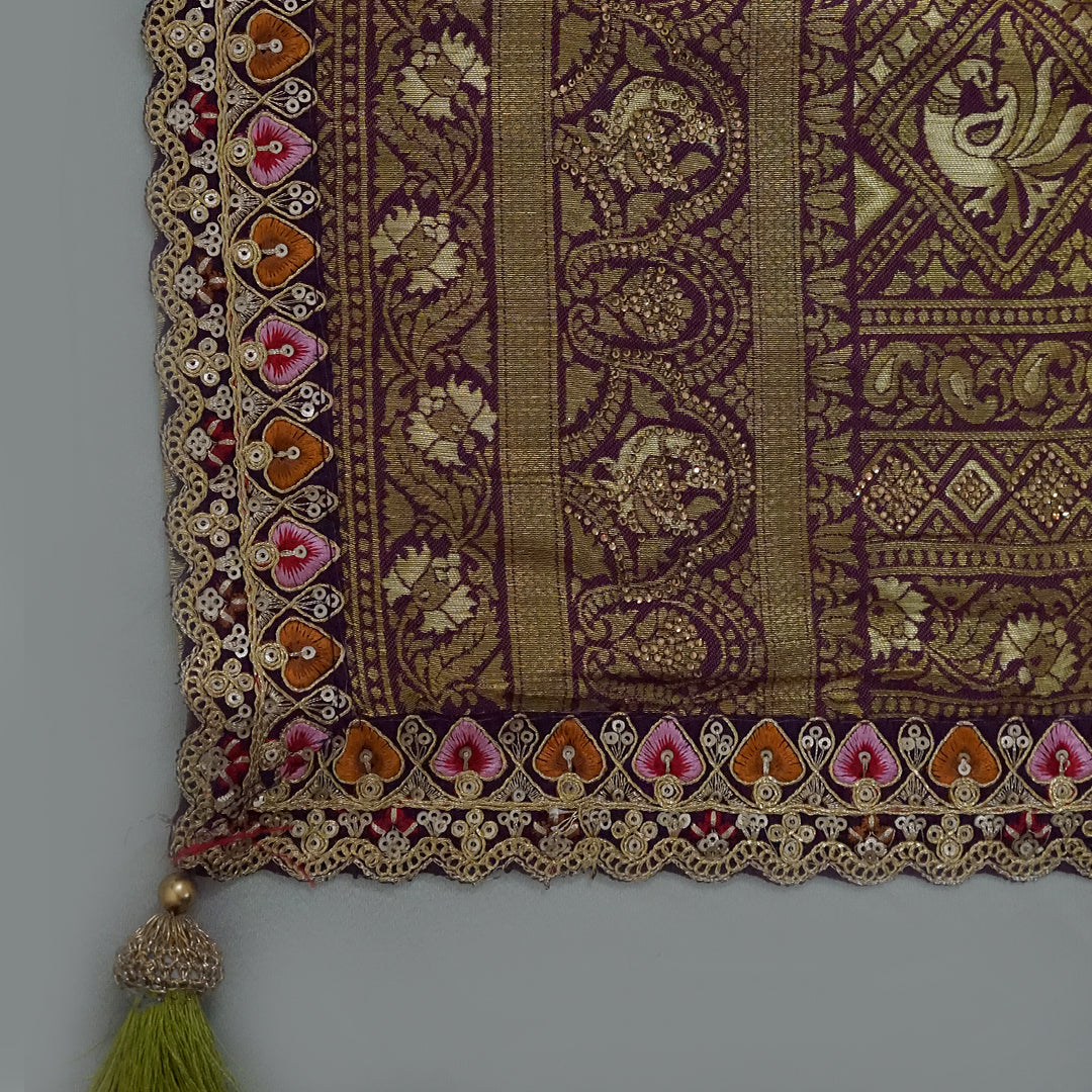 Pista Green Raj Virasat Silk Saree with Gold zari works