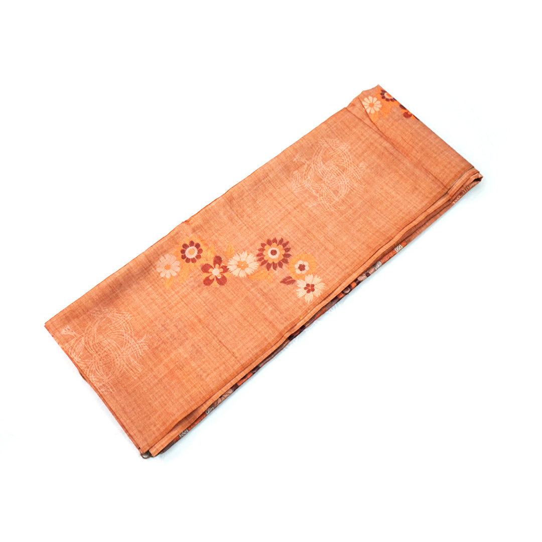 Warm brown Palayam Silk Tussar with soft grey border