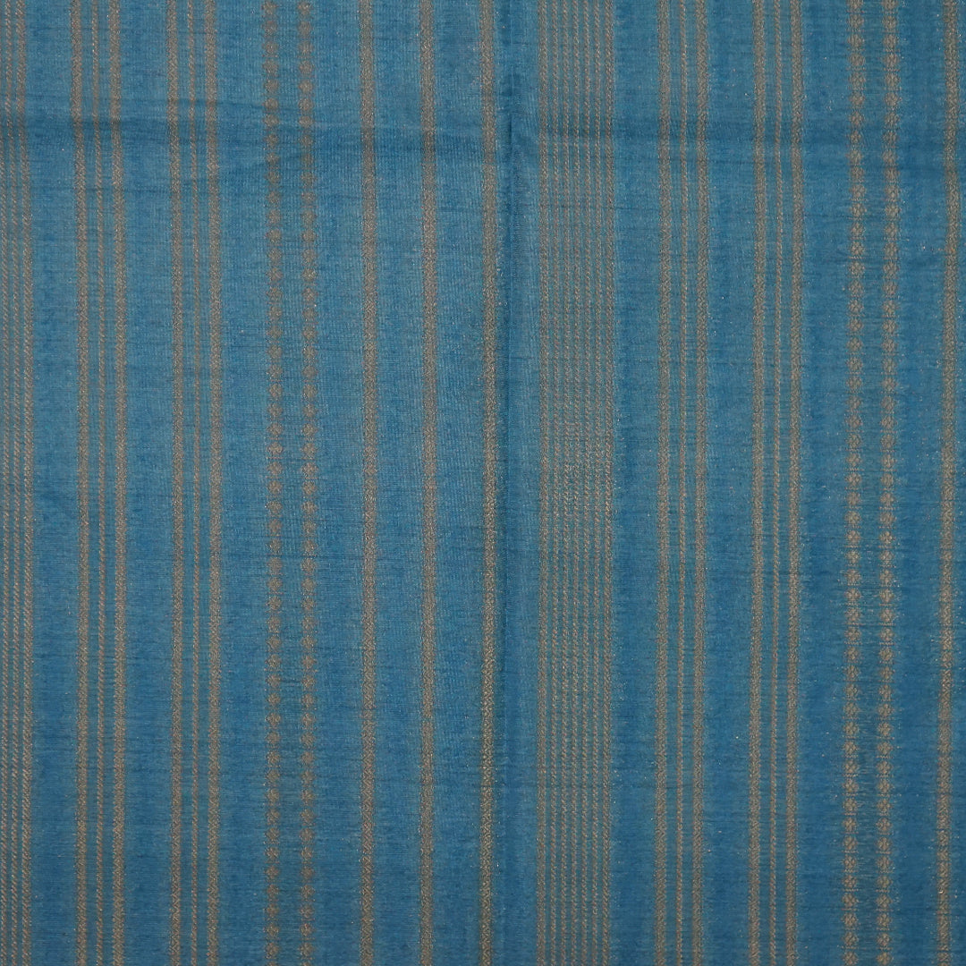 Teal Blue Gokul Tussar with pink and purple border