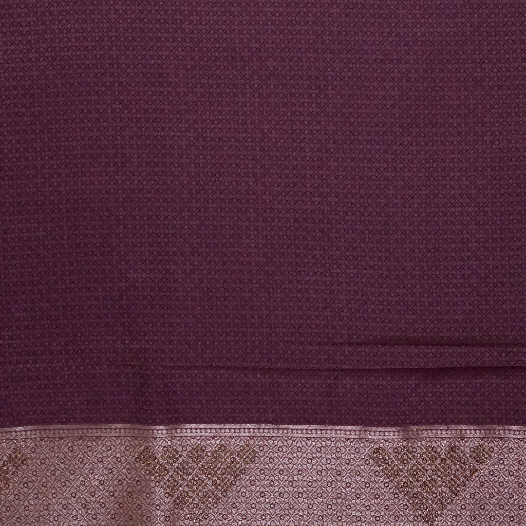 Deep Wine Madhur Sangam Silk saree with Gold and Copper Zari