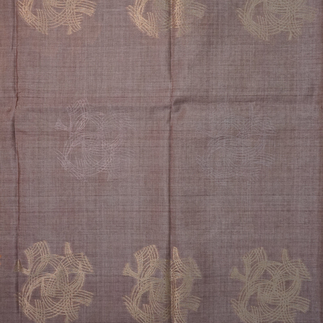Mauve Palayam Silk Tussar with Olive Green border.