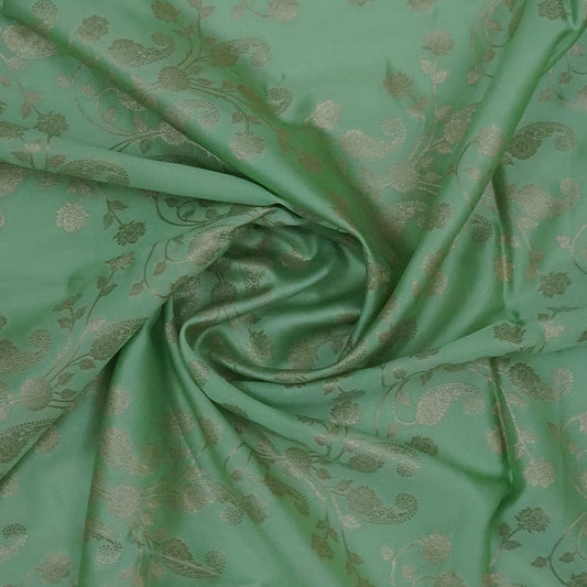 Mint Green Mahalakshmi Viscose saree with Golden Zari