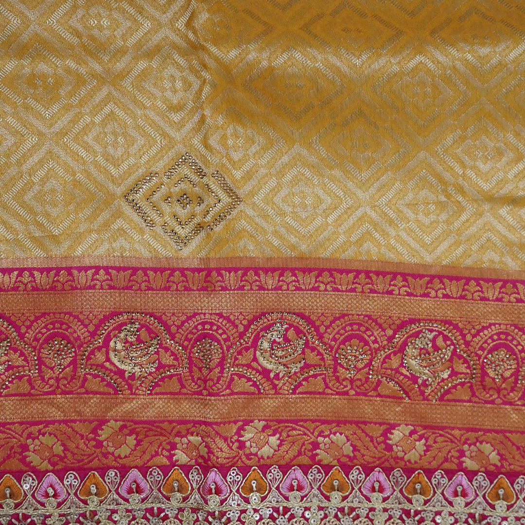 Royal magenta - Gold Raj Virasat silk saree with floral motifs and zari works