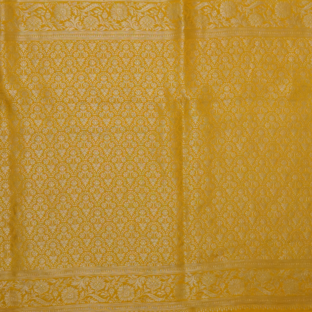 Ivory - Mustard Mahalakshmi Viscose saree with Floral and Zari works