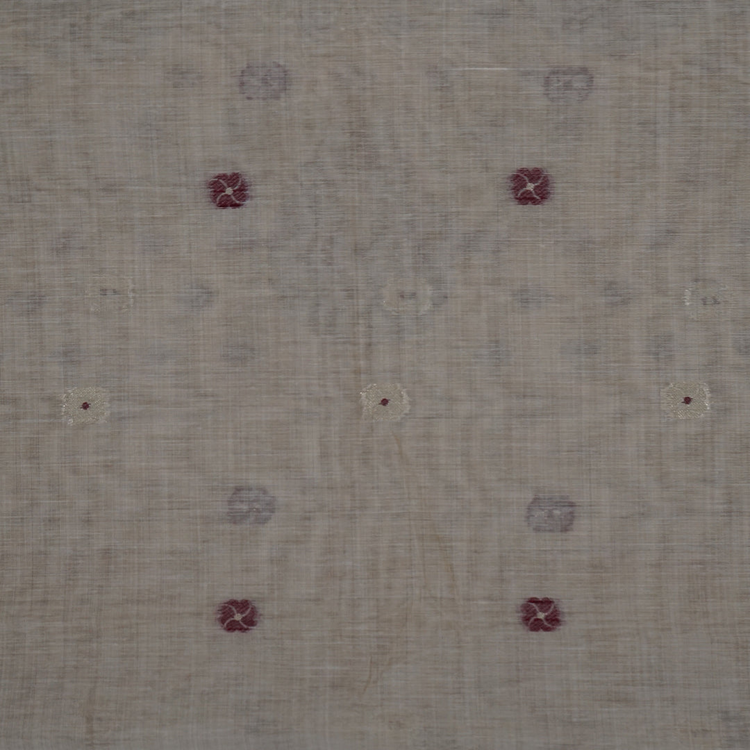 Beige Ishvani Tussar saree with Maroon tassels