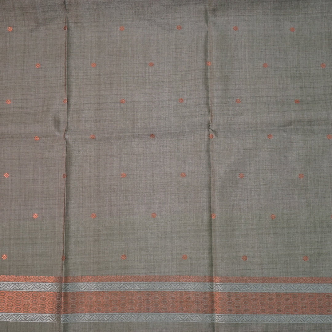 Mauve Palayam Silk Tussar with Olive Green border.