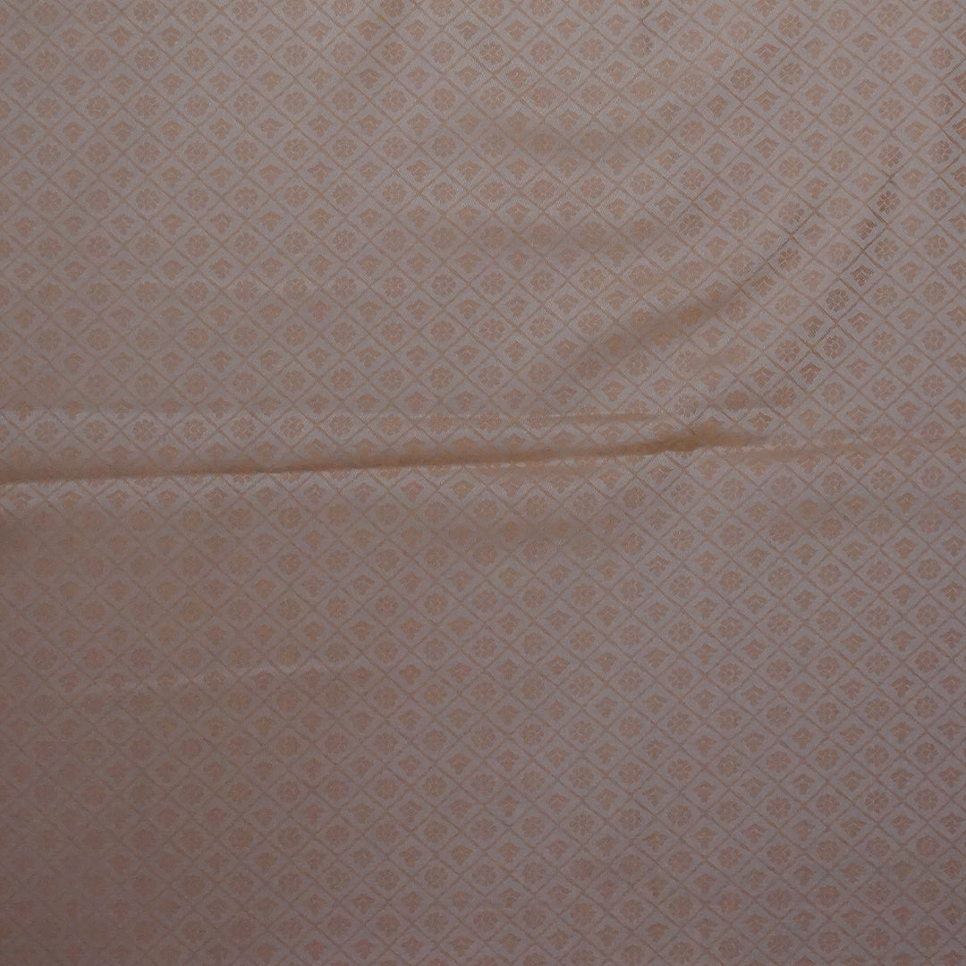 Peach - Beige Suhani Silk with Silver Zari and Pastel Peach motifs