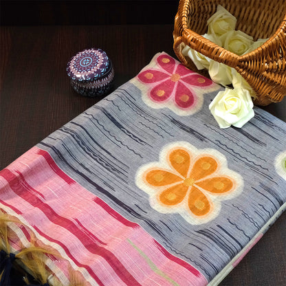 Navarangi Tussar in soft greyish lavender shade with a subtle matte finish