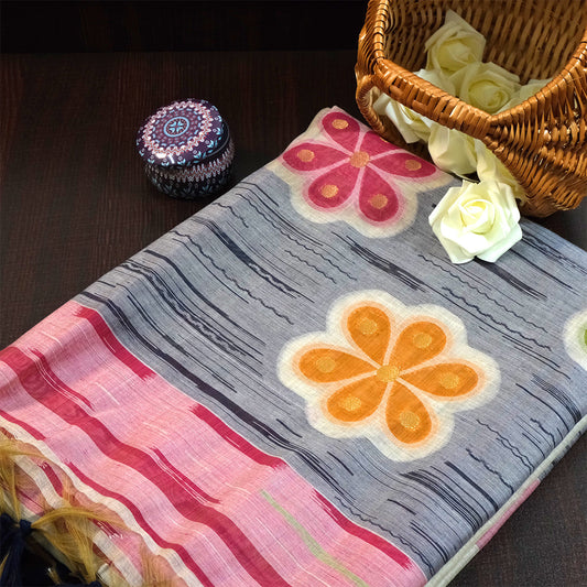 Navarangi Tussar in soft greyish lavender shade with a subtle matte finish