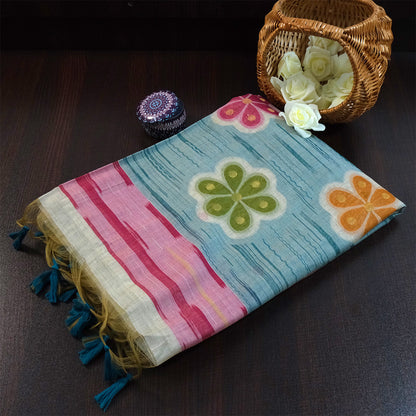 Navarangi Tussar in soothing sky blue shade with a soft, textured finish