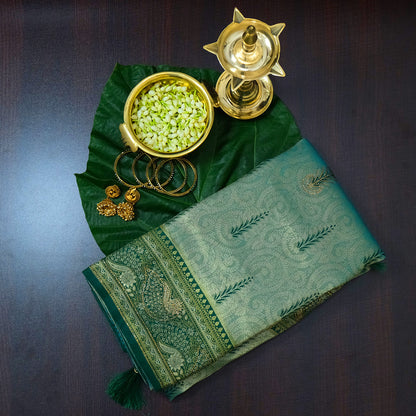 Madhur Bela soothing teal-green hue shade with a golden undertone.