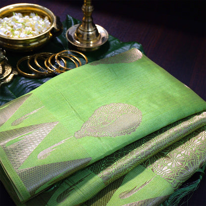Chandhrika in Fresh Leaf Green Base with floral works