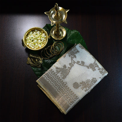 Chandhrika in Soft Ivory - Beige base with floral works