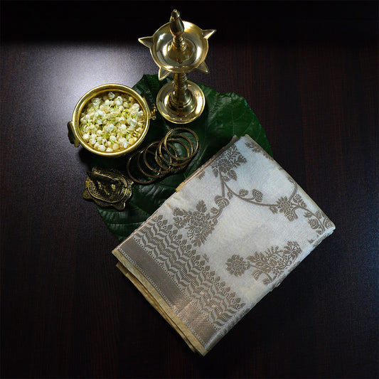 Chandhrika in Soft Ivory - Beige base with floral works