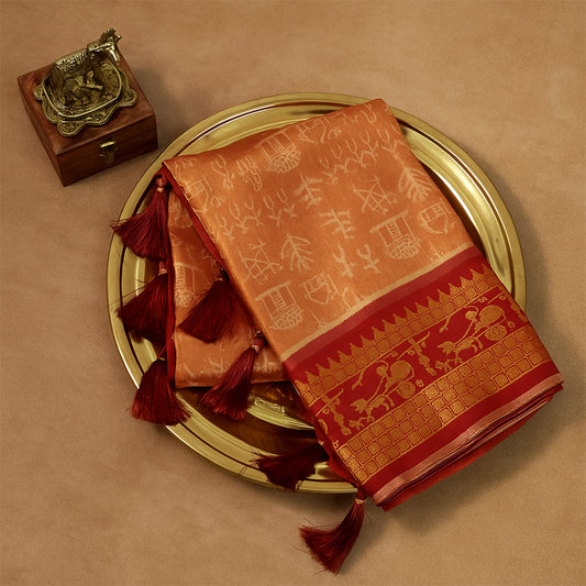 Maroon Stravi Silk with Golden Zari