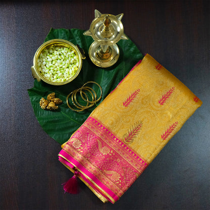 Madhur Bela Rich mustard yellow shade with a golden undertone.