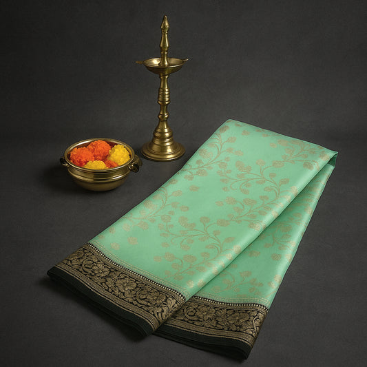 Mint Green Mahalakshmi Viscose with Golden Zari