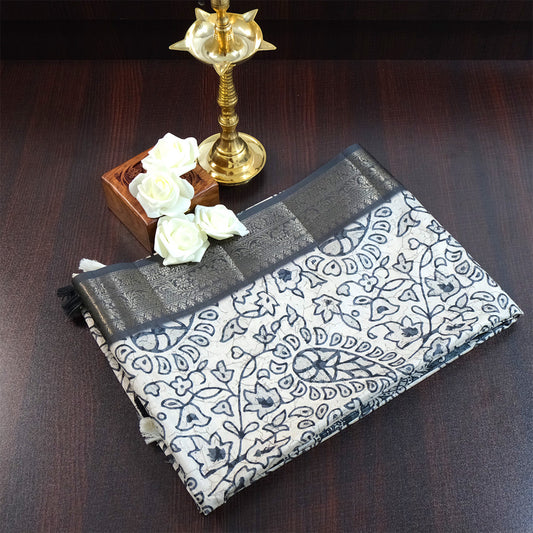 Vrishti Comfort in Soft Ivory with Black Floral prints