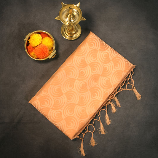 Peach - Beige Suhani Silk with Silver Zari and Pastel Peach motifs