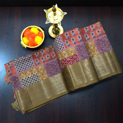 Tanvi in Multicoloured pattern with hues of Maroon, Gold, Navy Blue and Rust