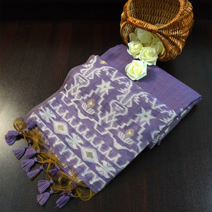 Monisha Tussar Soft lavender purple shade with a matte tussar silk texture