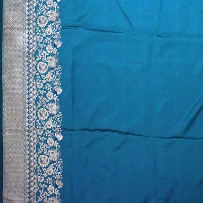 Teal Madhur Sangam silk saree with Gold Zari