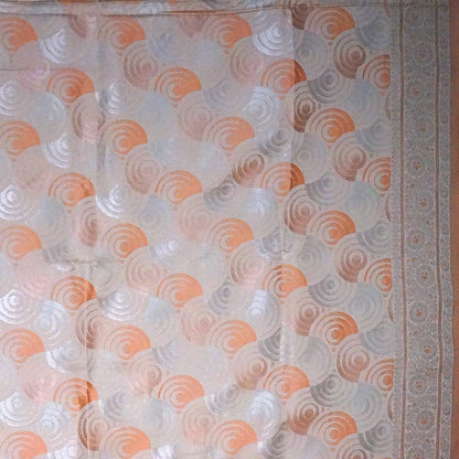 Peach - Beige Suhani Silk with Silver Zari and Pastel Peach motifs