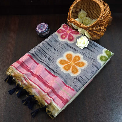 Navarangi Tussar in soft greyish lavender shade with a subtle matte finish