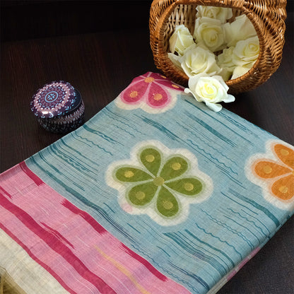 Navarangi Tussar in soothing sky blue shade with a soft, textured finish