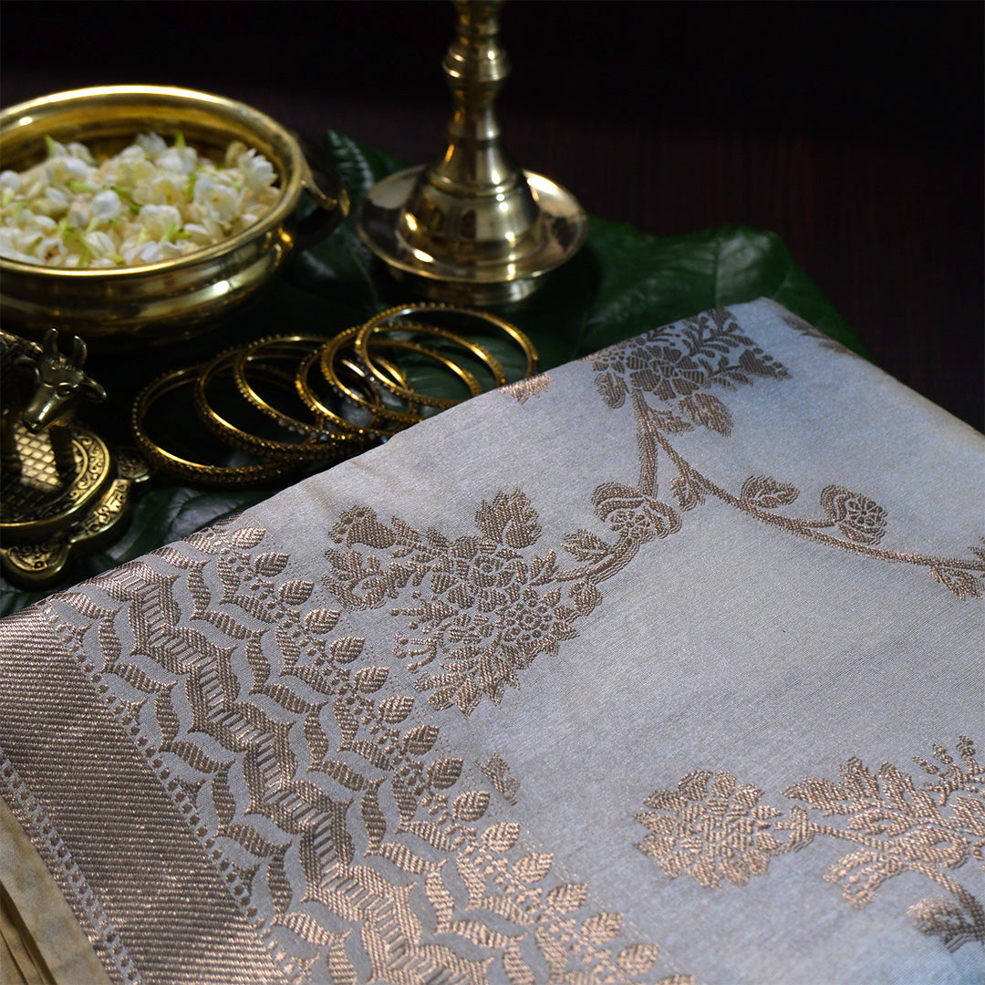 Chandhrika in Soft Ivory - Beige base with floral works