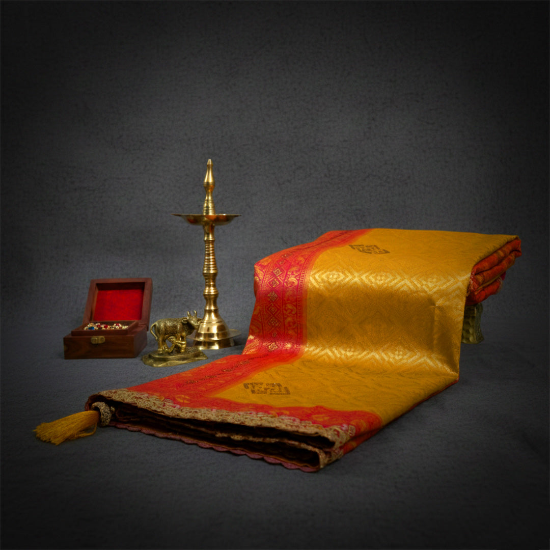 Royal magenta - Gold Raj Virasat silk saree with floral motifs and zari works