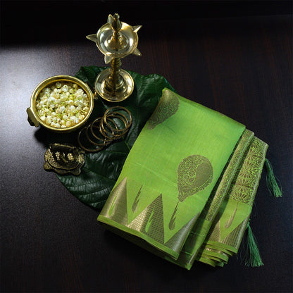 Chandhrika in Fresh Leaf Green Base with floral works