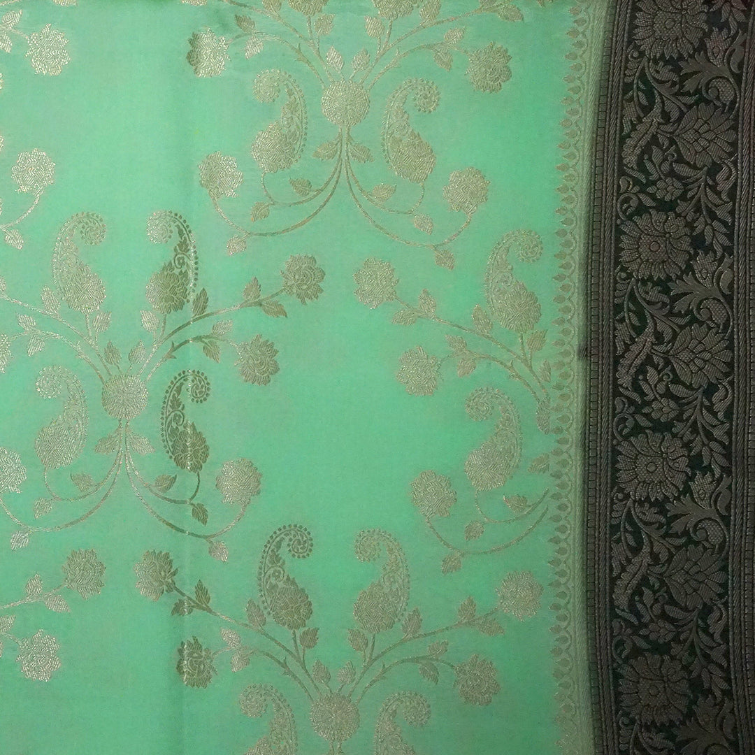 Mint Green Mahalakshmi Viscose with Golden Zari