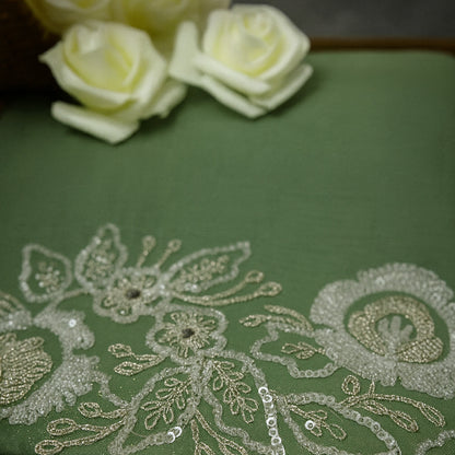 PASTEL WHISPERS - Sage green hue crafted from premium silk blend fabric