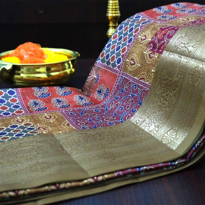 Tanvi in Multicoloured pattern with hues of Maroon, Gold, Navy Blue and Rust