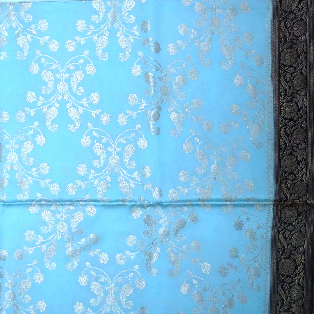 Sky Blue Mahalakshmi Viscose Silk saree with Zari works