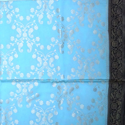 Sky Blue Mahalakshmi Viscose Silk saree with Zari works