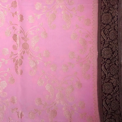 Soft Rose Mahalakshmi Viscose silk saree with Deep Maroon contrast
